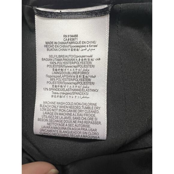 BCBGMAXAZRIA Asymmetrical Ruffle Black Satin Pencil Skirt Y2K Career Size 2 - Picture 5 of 6